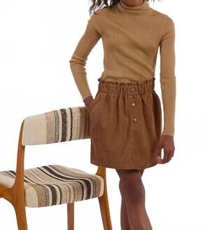 NEW MOLLY BRACKEN kid's cord woven skirt in camel